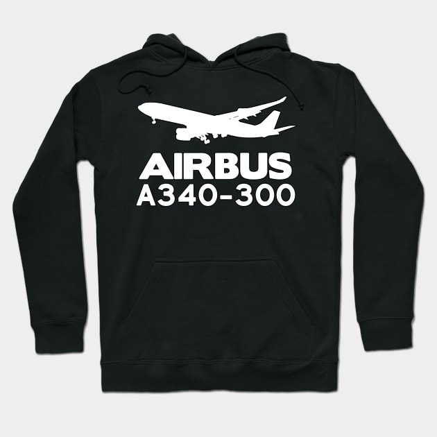 Airbus A340-300 Silhouette Print (White) Hoodie by TheArtofFlying